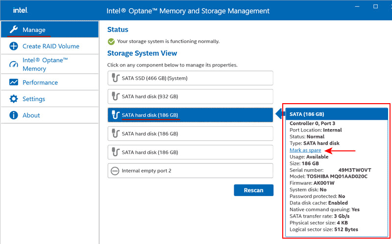 Технология Intel Rapid Storage