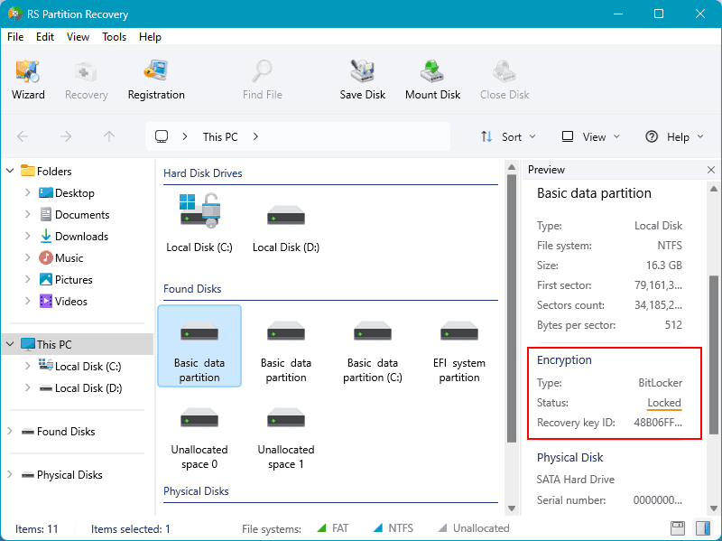 RS Partition Recovery detects a BitLocker volume RS Partition Recovery detects a BitLocker volume