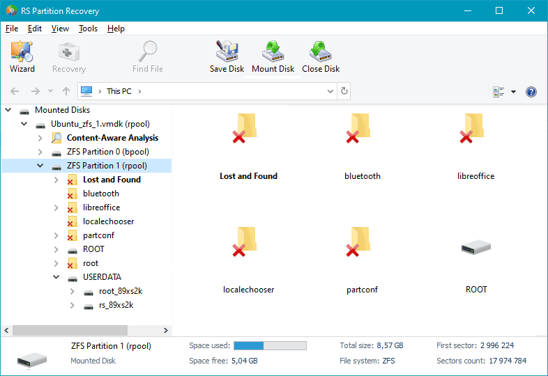 Preview the recovered data from VMWare VMDK in RS Partition Recovery